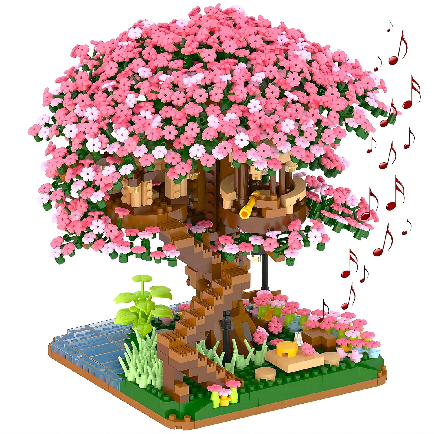 Yushinv Cherry Bonsai Tree Building Sets, Original Scene Music Building Kit 2008 Pcs,Type :Symphony. Sakura House Building Set, Cherry Tree Building Set, Sakura Set.