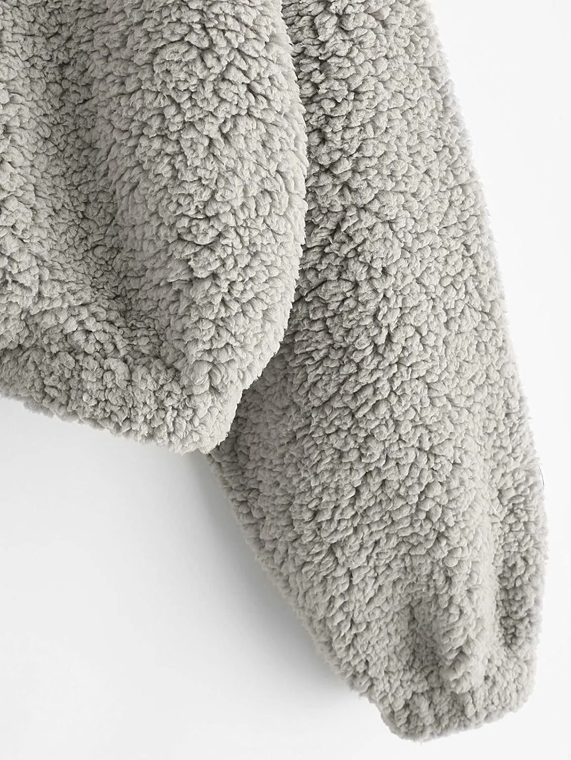 ZAFUL Women's Fluffy Jacket Hooded Shearling Cardigan Faux Fur Zip Up Fleece Cropped Sweatshirts Teddy Coat