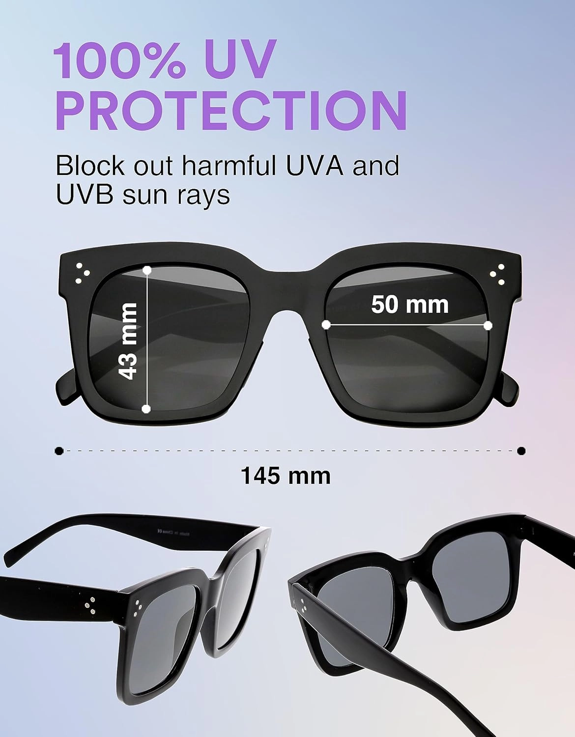 zeroUV Polarized Women Sunglasses, Square UV400 Protection Sun Glasses, Boho Large Vintage Lens, Trendy Bold Retro Classic