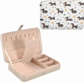 ZZKKO Travel Jewelry Case Dachshund Dog Small Jewelry Boxes for Women Portable Jewelry Travel Organizer Storage Box for Earrings Ring Necklace