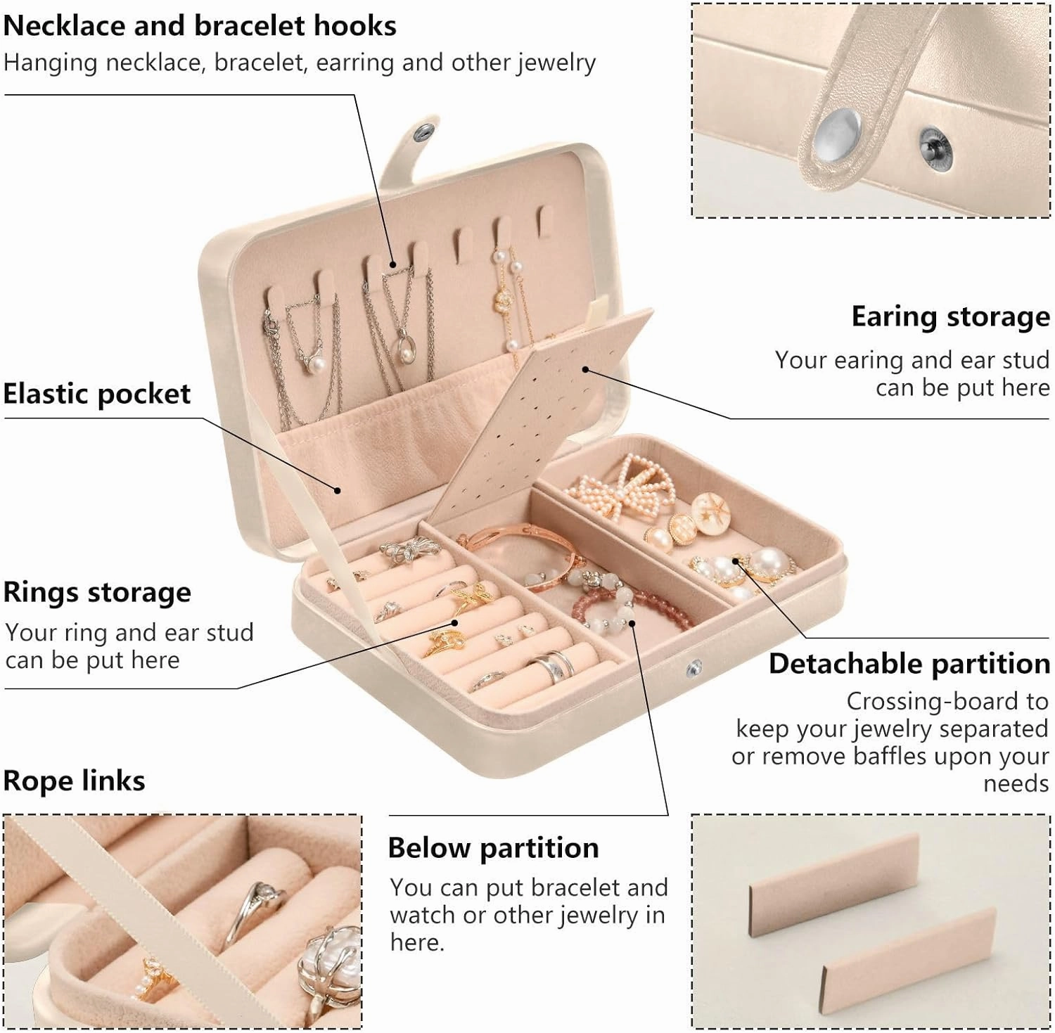 ZZKKO Travel Jewelry Case Dachshund Dog Small Jewelry Boxes for Women Portable Jewelry Travel Organizer Storage Box for Earrings Ring Necklace