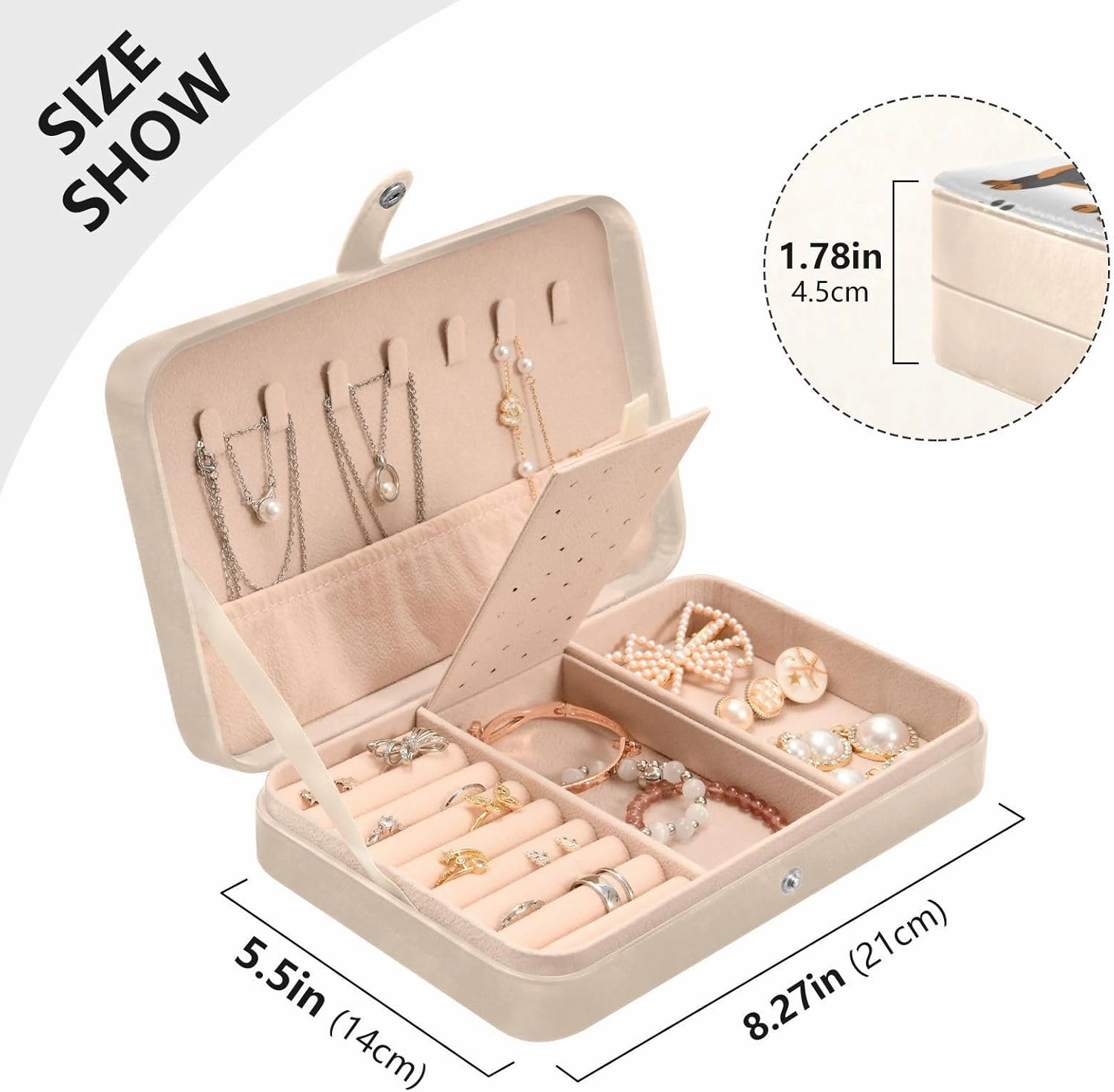ZZKKO Travel Jewelry Case Dachshund Dog Small Jewelry Boxes for Women Portable Jewelry Travel Organizer Storage Box for Earrings Ring Necklace