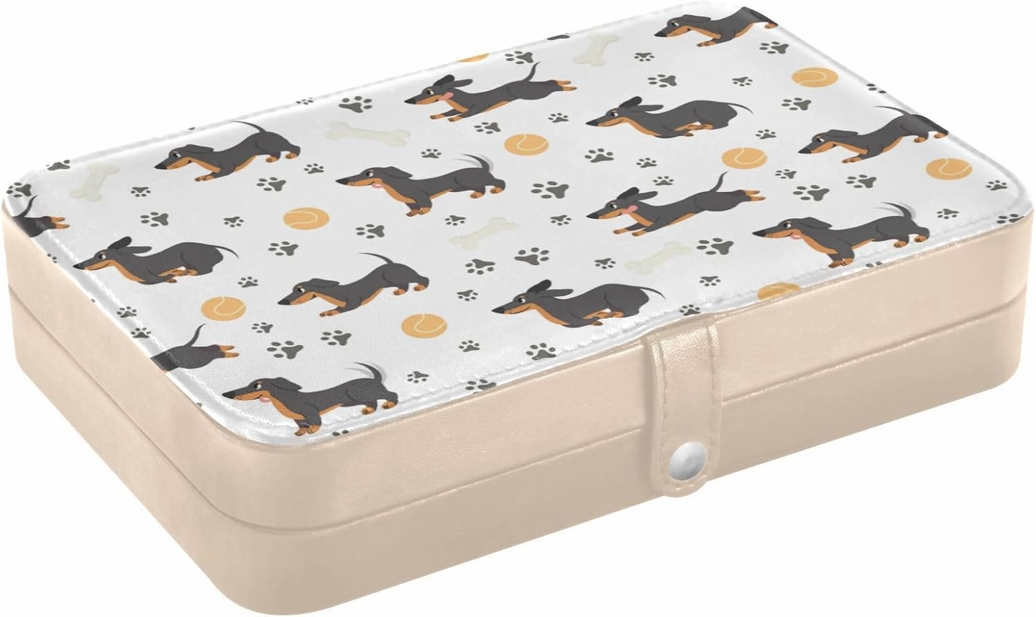 ZZKKO Travel Jewelry Case Dachshund Dog Small Jewelry Boxes for Women Portable Jewelry Travel Organizer Storage Box for Earrings Ring Necklace