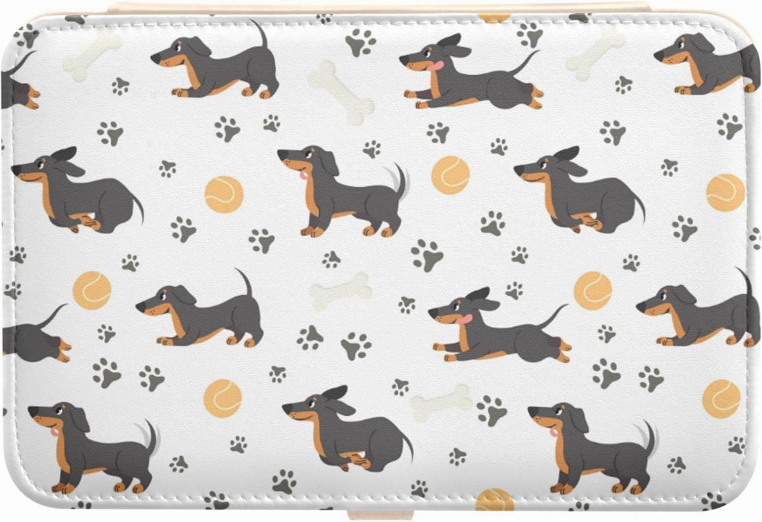 ZZKKO Travel Jewelry Case Dachshund Dog Small Jewelry Boxes for Women Portable Jewelry Travel Organizer Storage Box for Earrings Ring Necklace